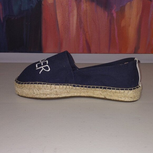 Aerie Navy Canvas Espadrilles Slip-On Flats Super Shady 100% Cotton Size 8 NWOT - Picture 7 of 9